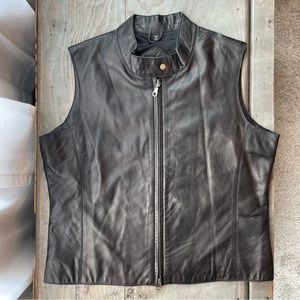 III State black leather vest | size medium